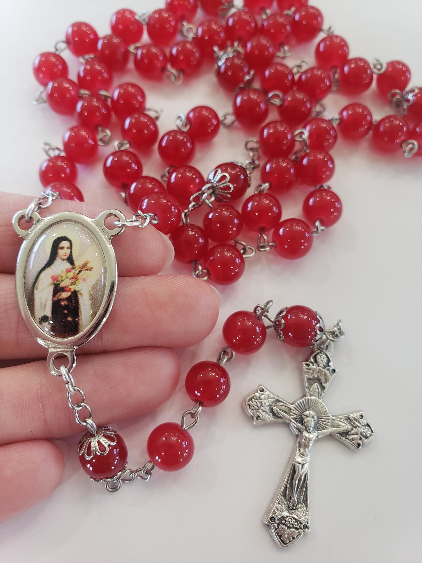 Red St. Therese of Lisieux Rosary