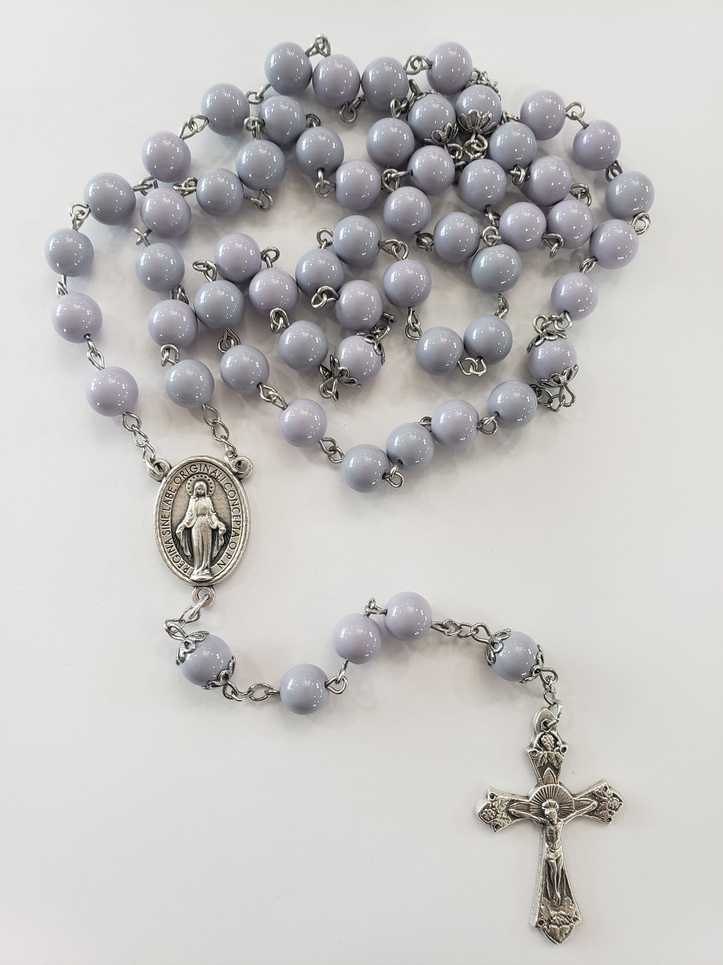 Purple Miraculous Medal Rosary