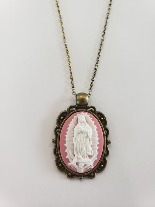 Pink Cameo Our Lady of Guadalupe