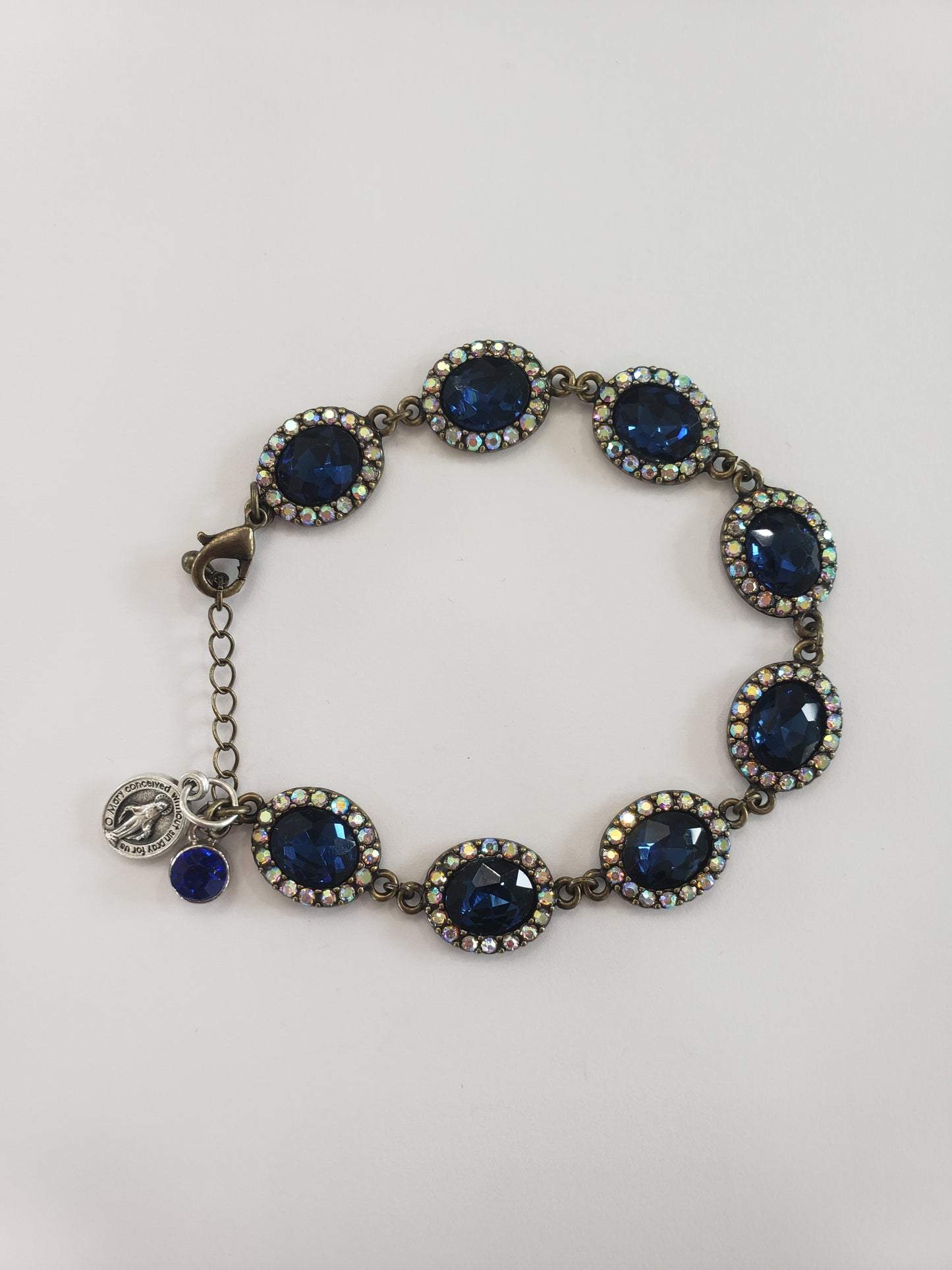 Dark Blue Miraculous Medal Bracelet