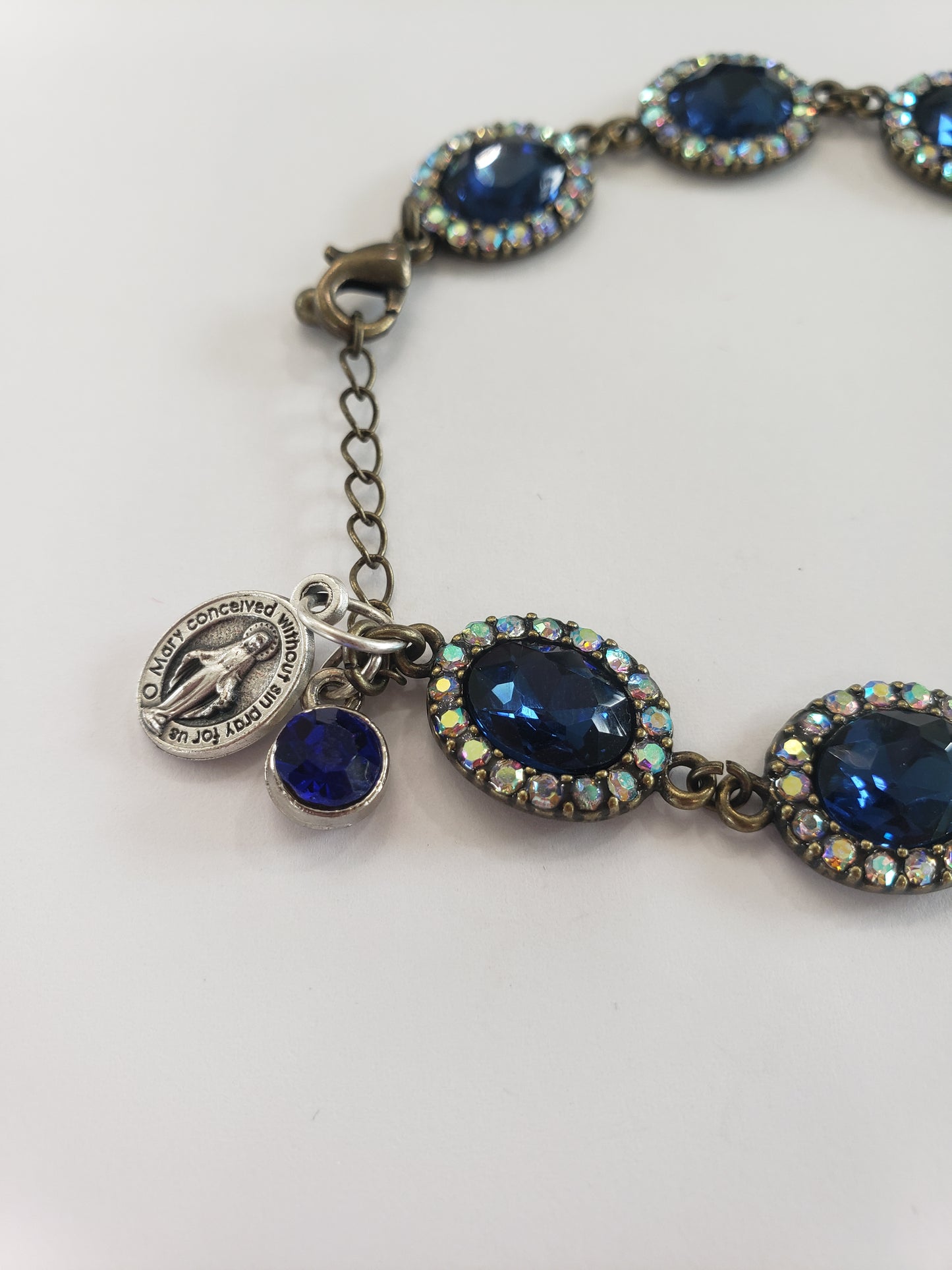 Dark Blue Miraculous Medal Bracelet