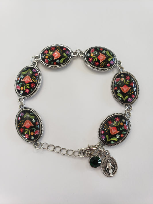 Miraculous Medal Flower Bracelet