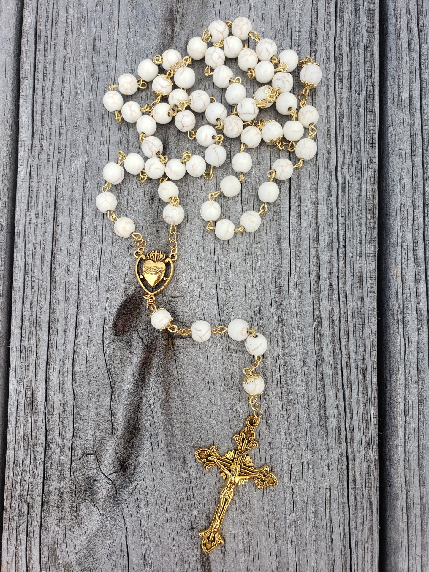 Sacred Heart Rosary Gold