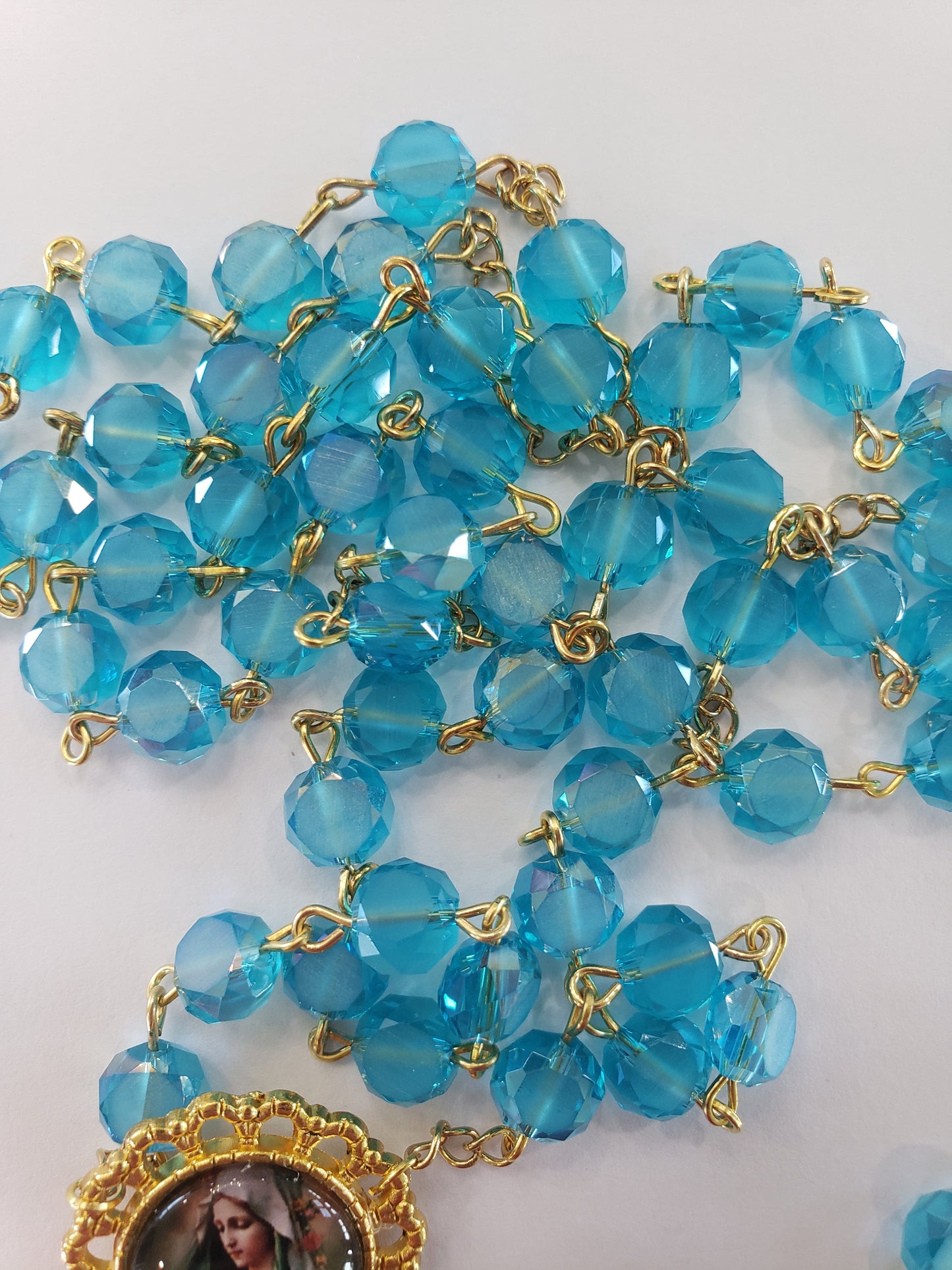 Our Lady Blue Glass Rosary