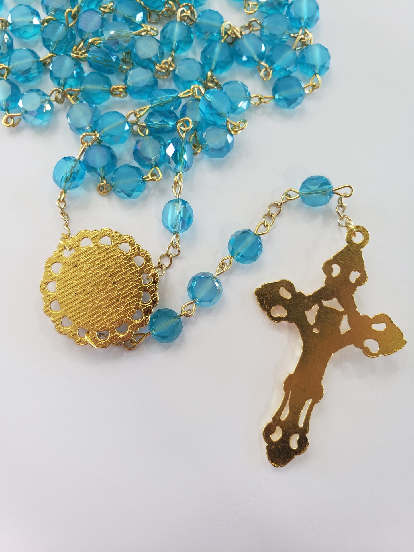 Our Lady Blue Glass Rosary