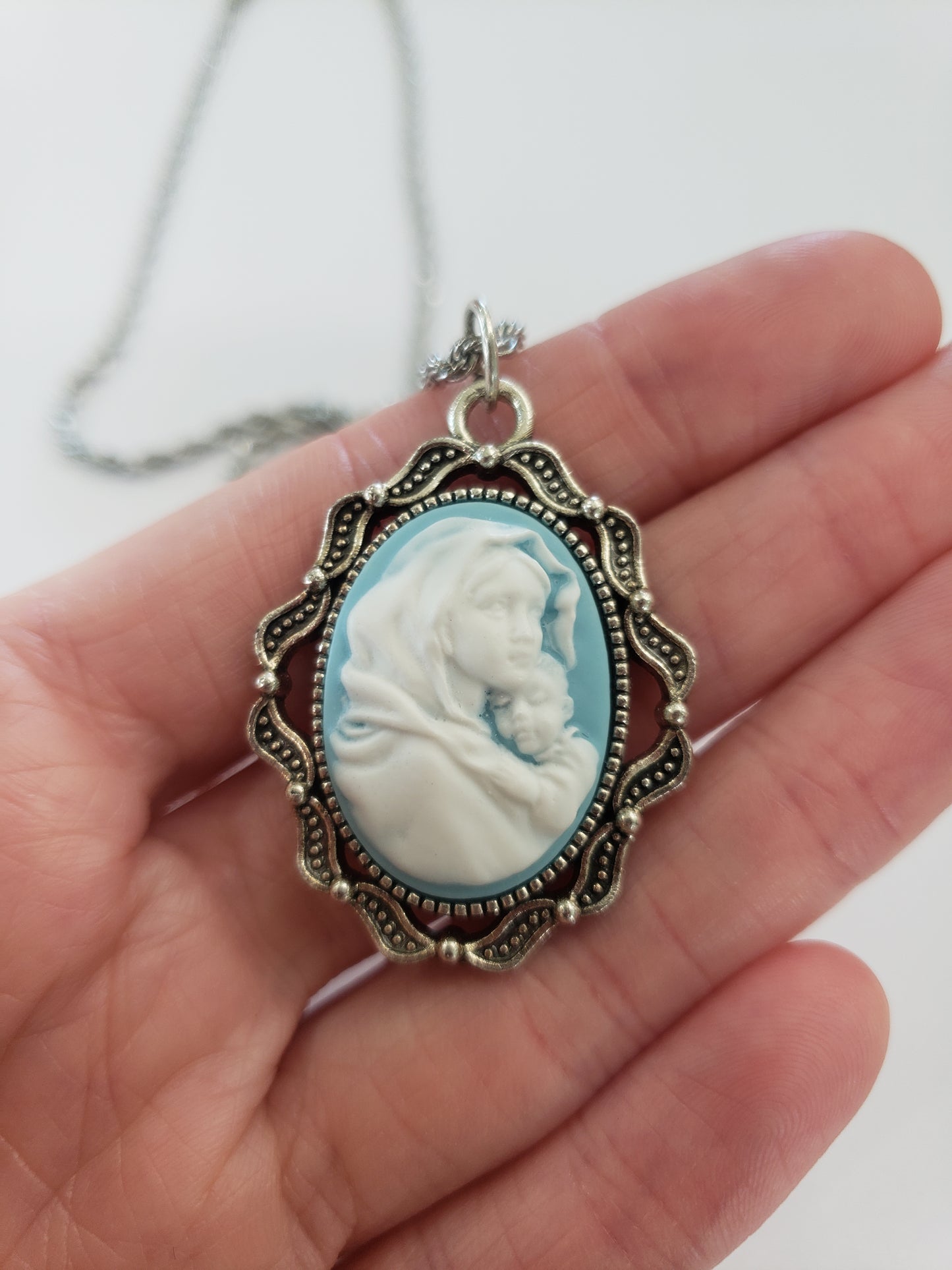 Blue Our Lady Cameo