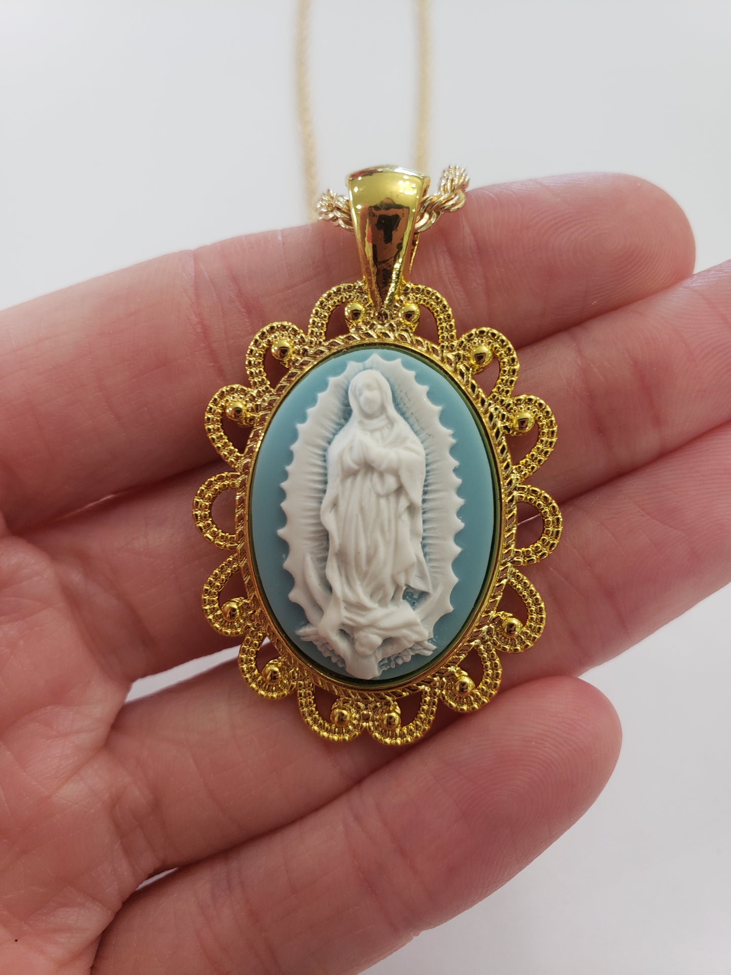 Our Lady of Guadalupe Cameo Blue