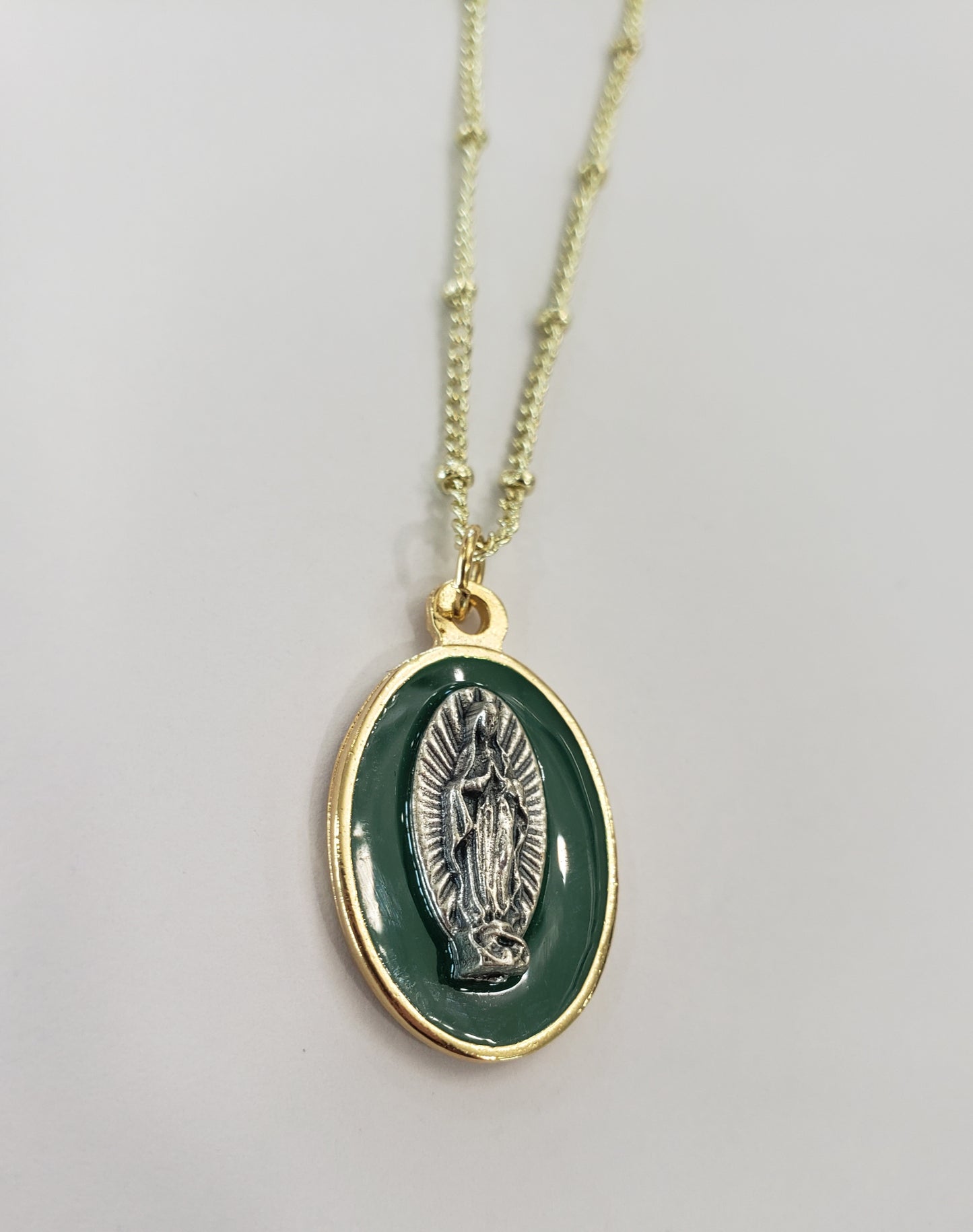 Our Lady of Guadalupe Green Necklace