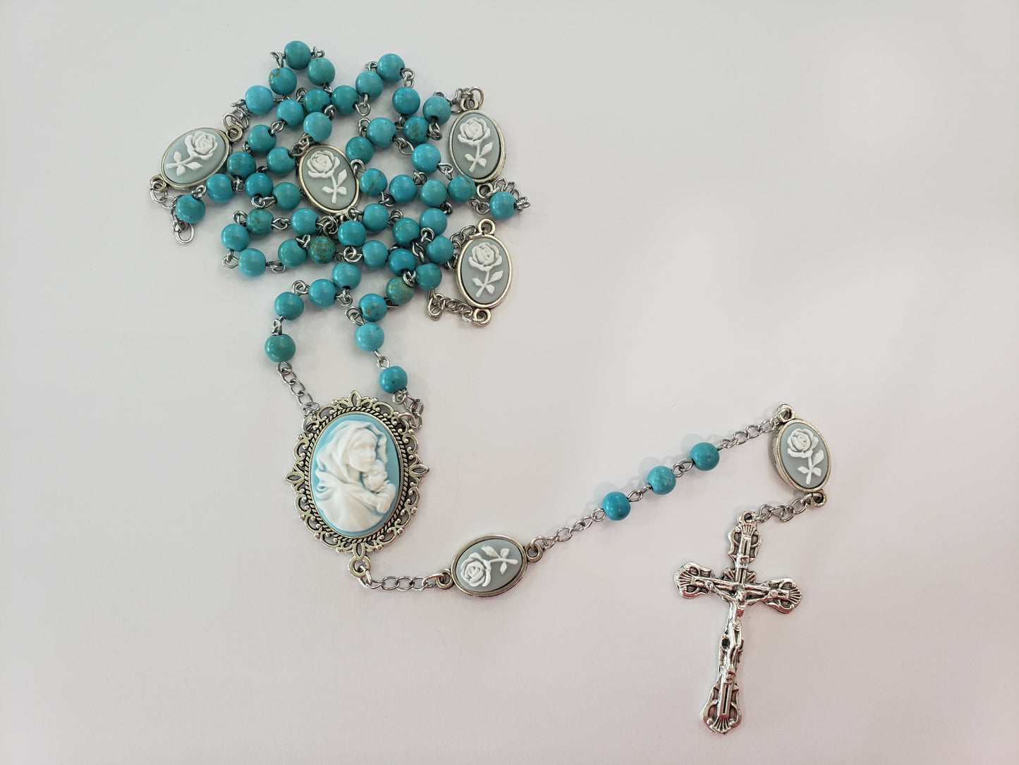 Blue Our Lady Cameo Rosary