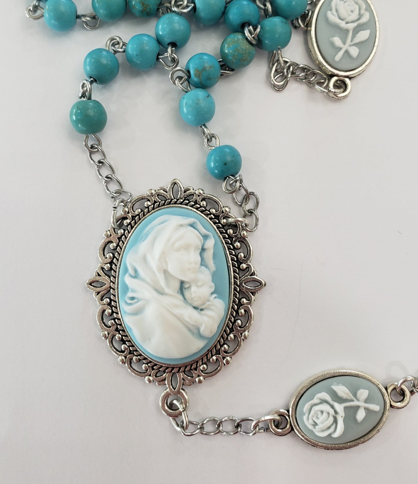 Blue Our Lady Cameo Rosary