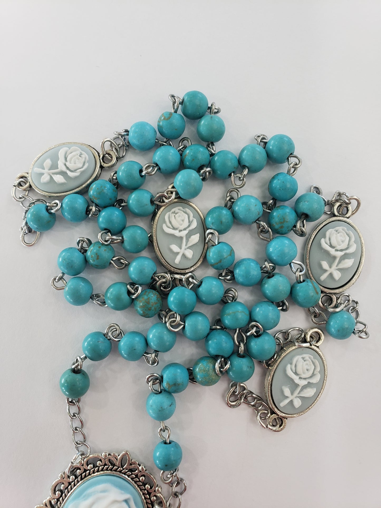 Blue Our Lady Cameo Rosary