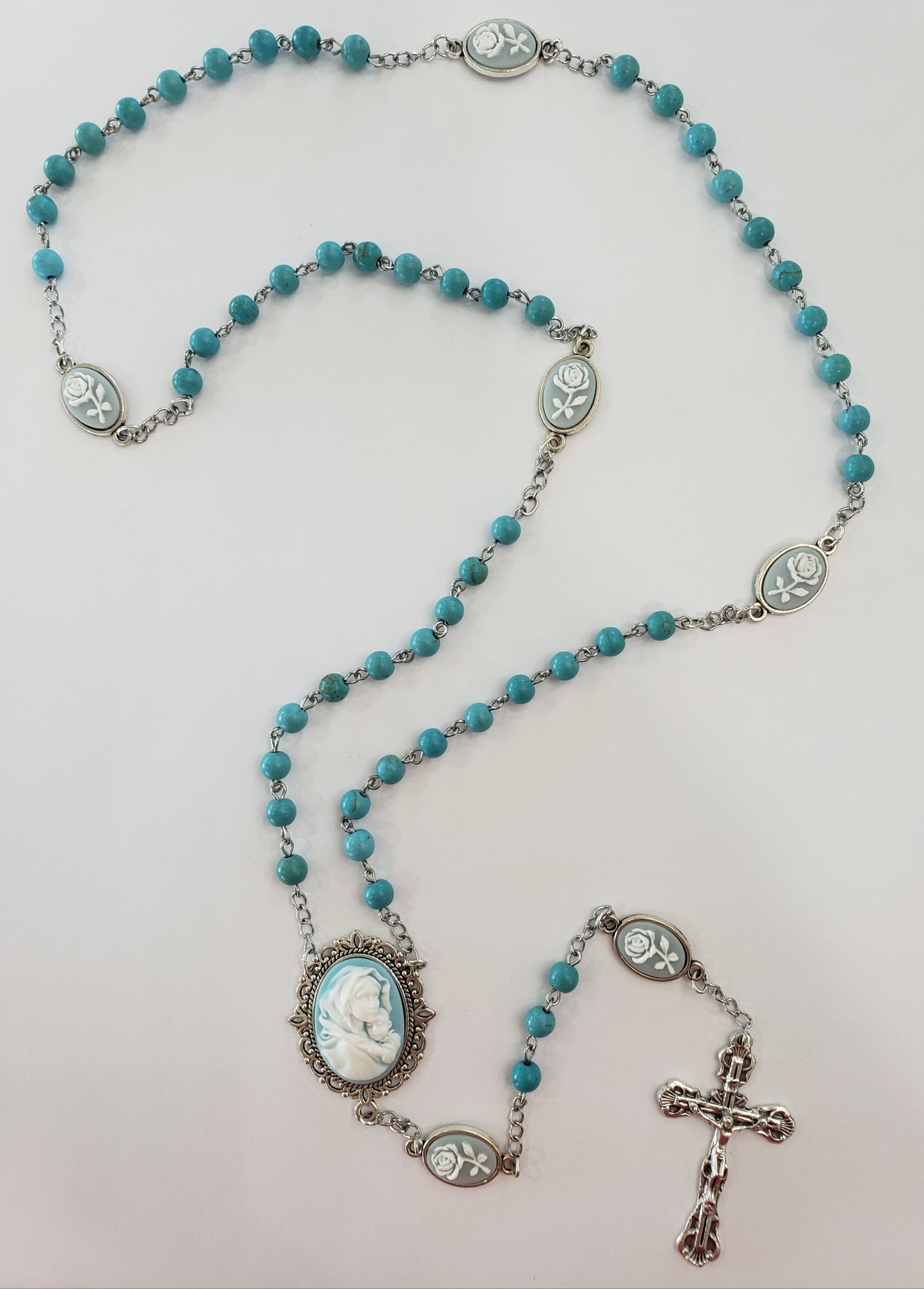 Blue Our Lady Cameo Rosary