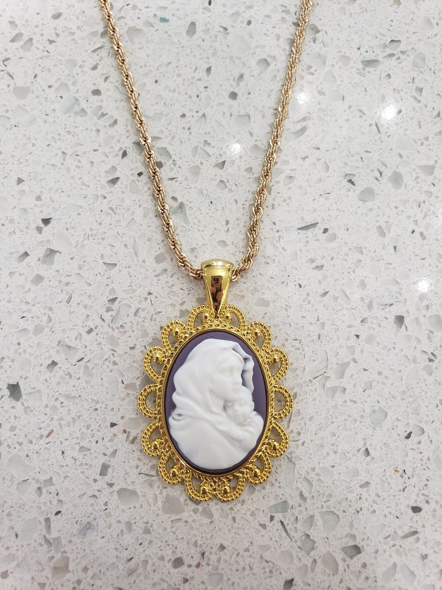 Purple Our Lady Cameo