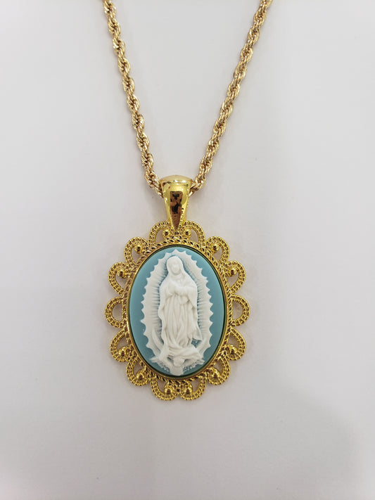 Our Lady of Guadalupe Cameo Blue