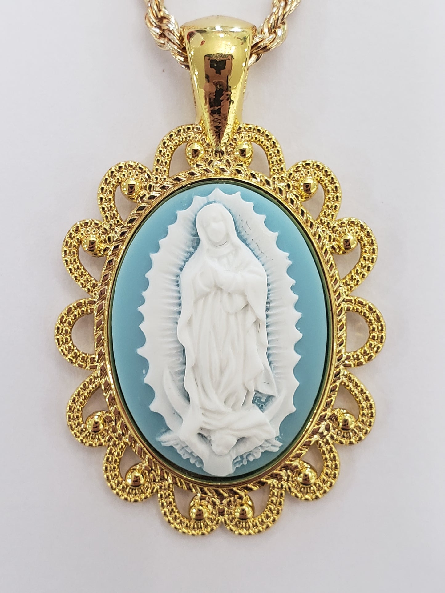 Our Lady of Guadalupe Cameo Blue