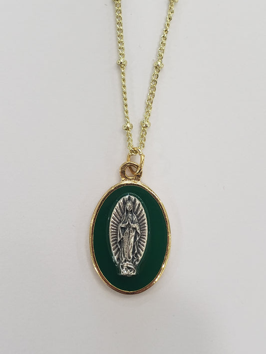 Our Lady of Guadalupe Green Necklace