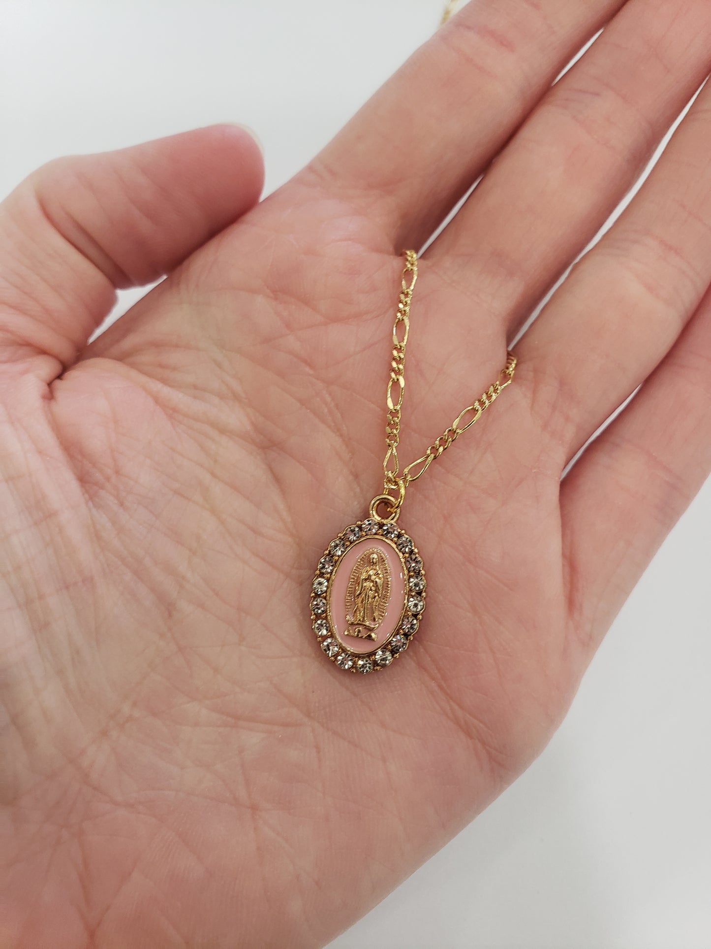 Light Pink Our Lady of Guadalupe Necklace